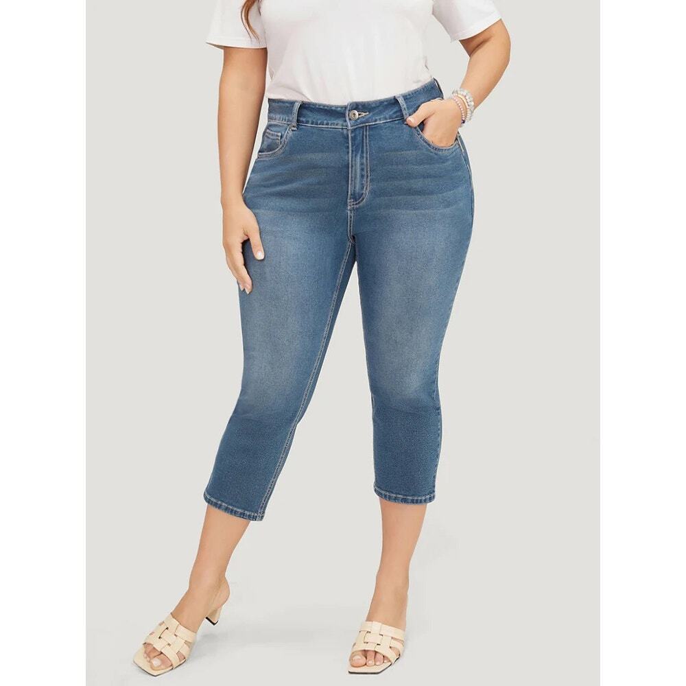 Plus Size 22 3X  BloomChic Skinny High Rise Capri Jeans Stretchy Fit Jean